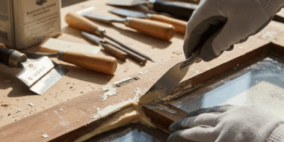 Applying window glazing putty